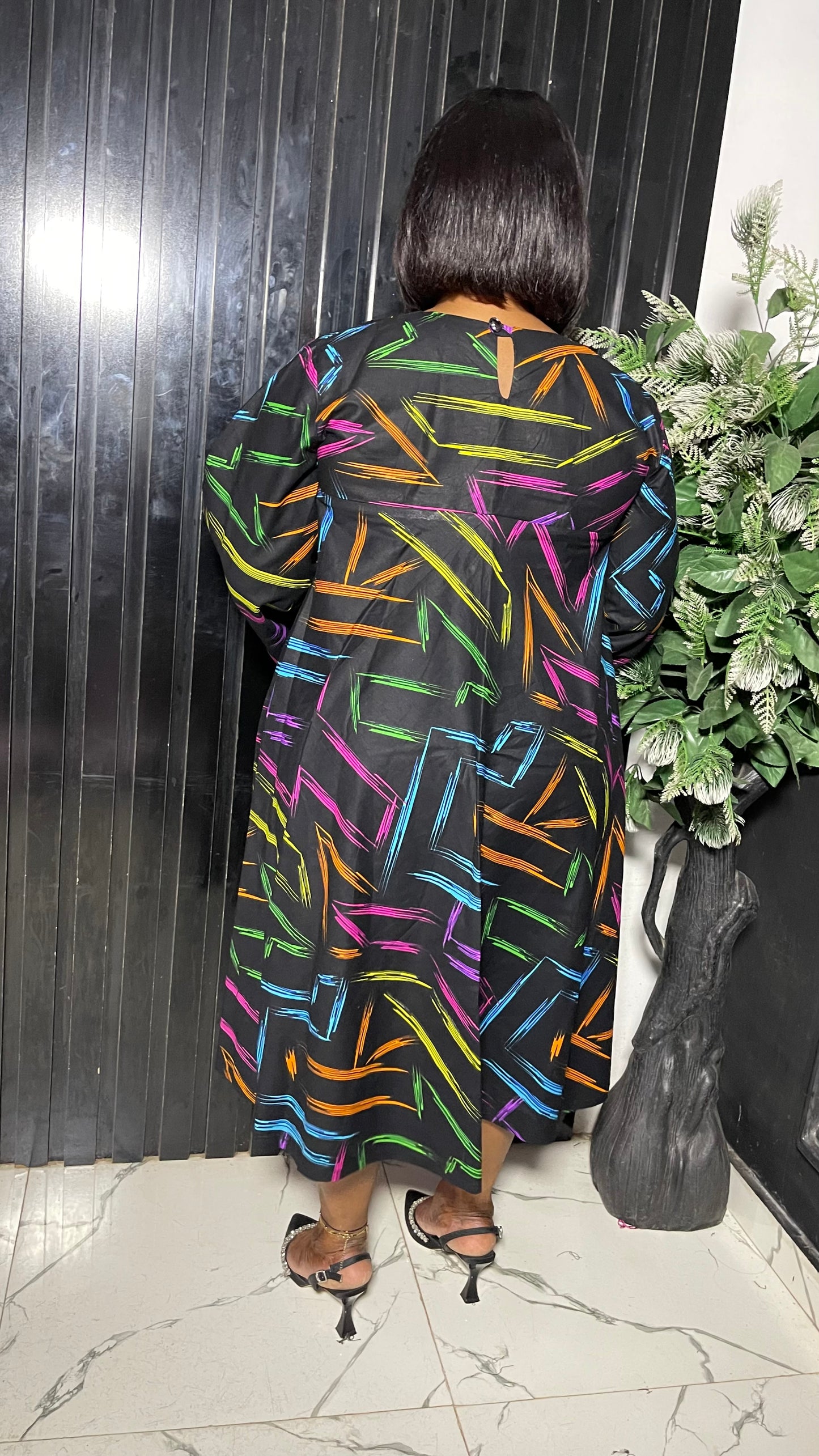 Yemmy Free Size Stylish Ankara African dress with feathers