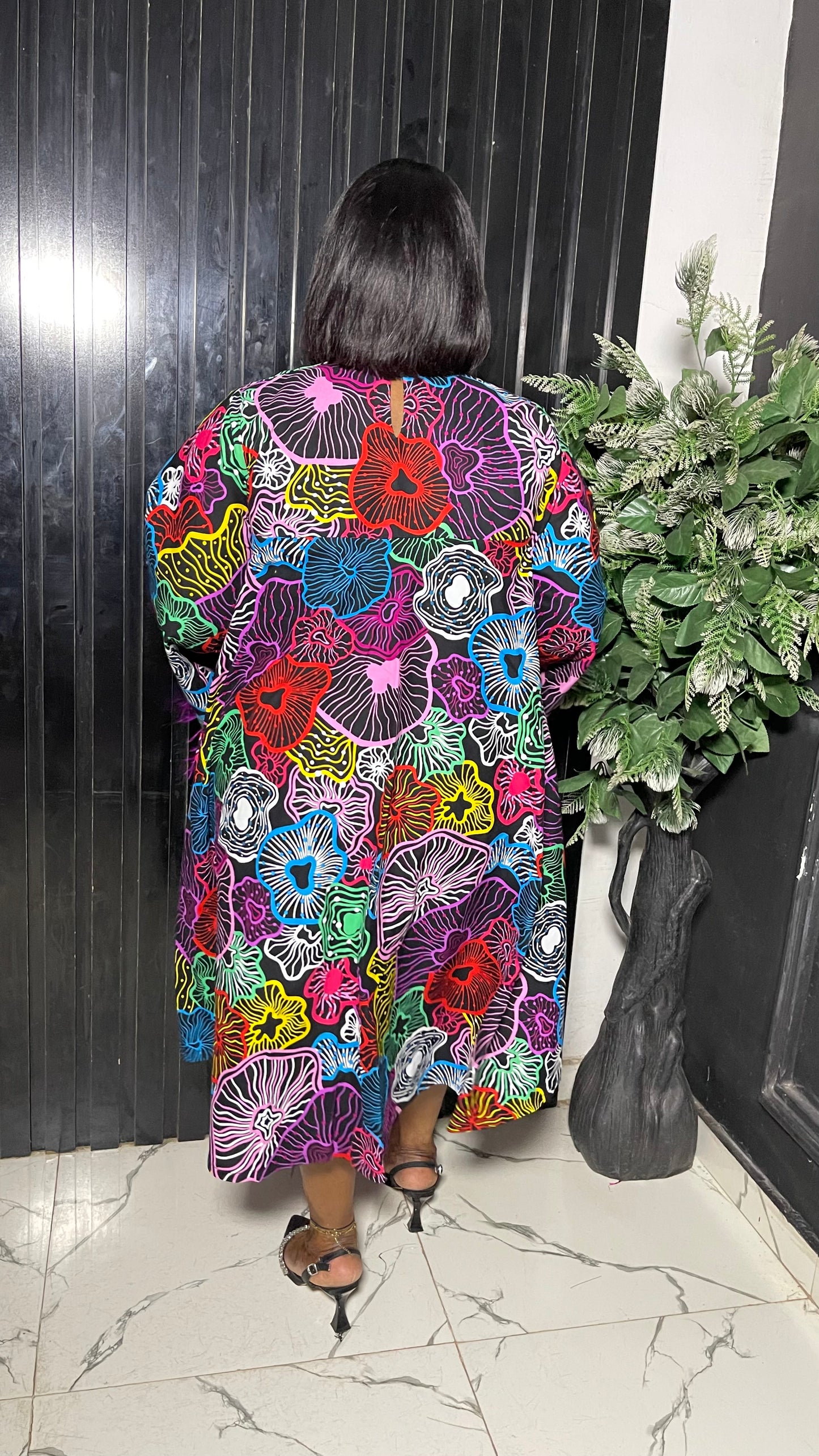 Yemmy Free Size Stylish Ankara African dress with feathers