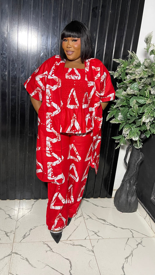 Zee Ankara 3pcs set ( Pant, elastic adjustable top and kimono )