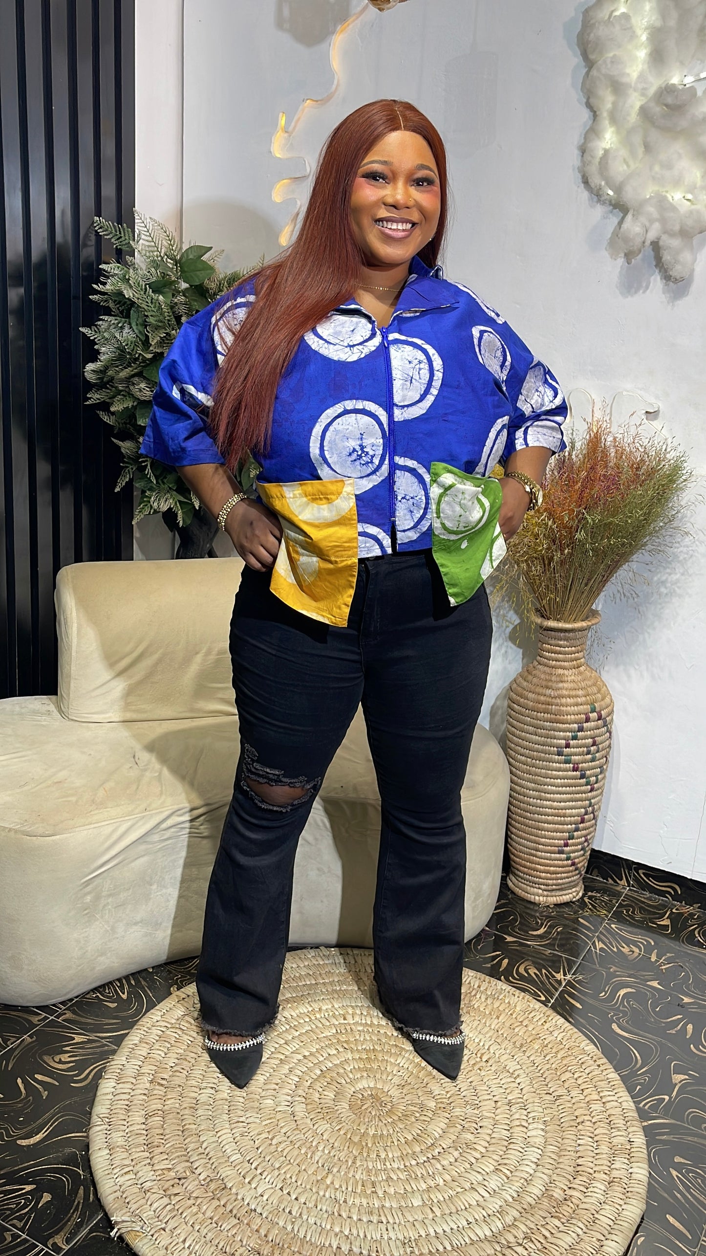 Mercy Stylish African shirt with pockets/ African women shirt