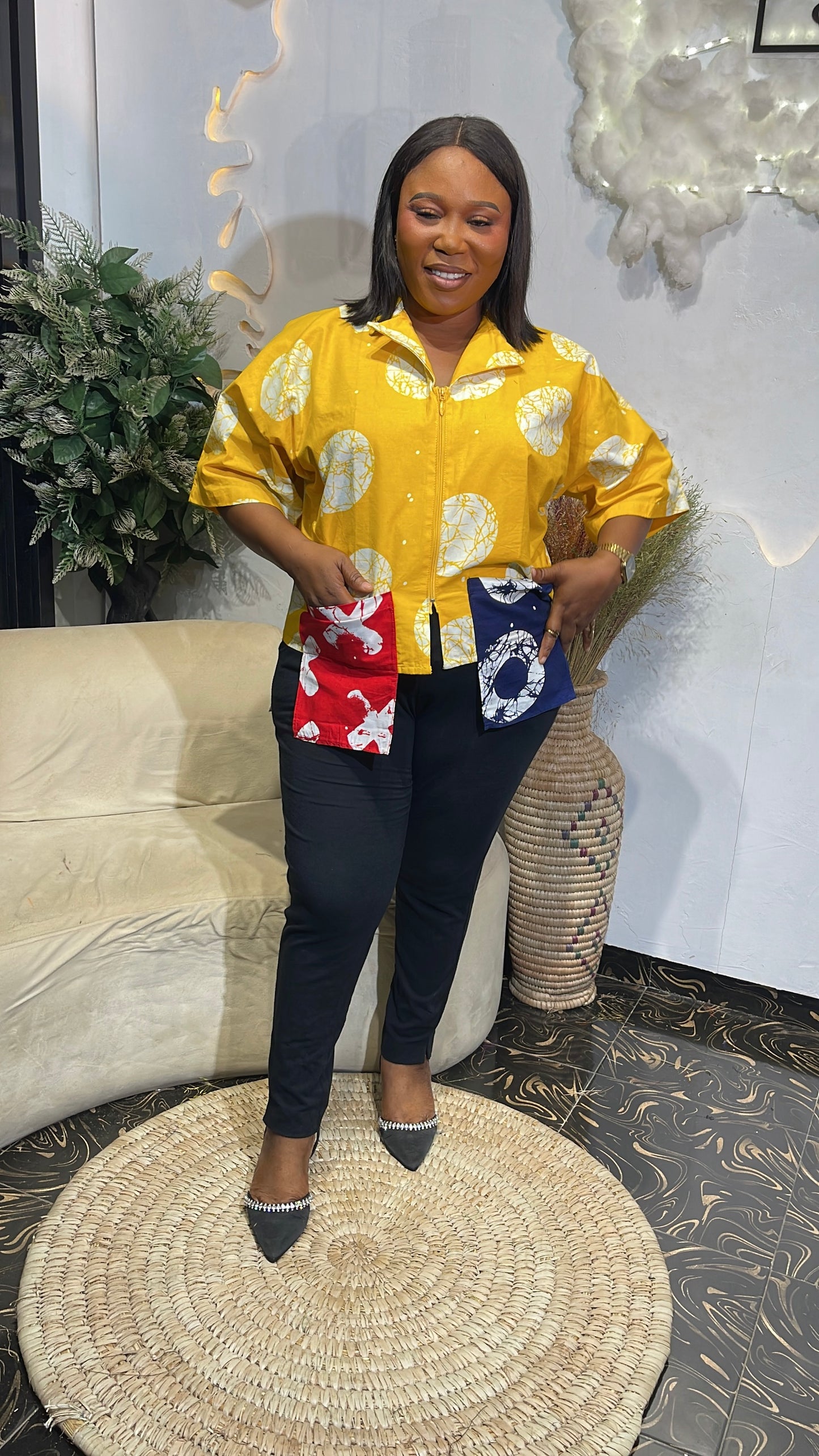 Mercy Stylish African shirt with pockets/ African women shirt
