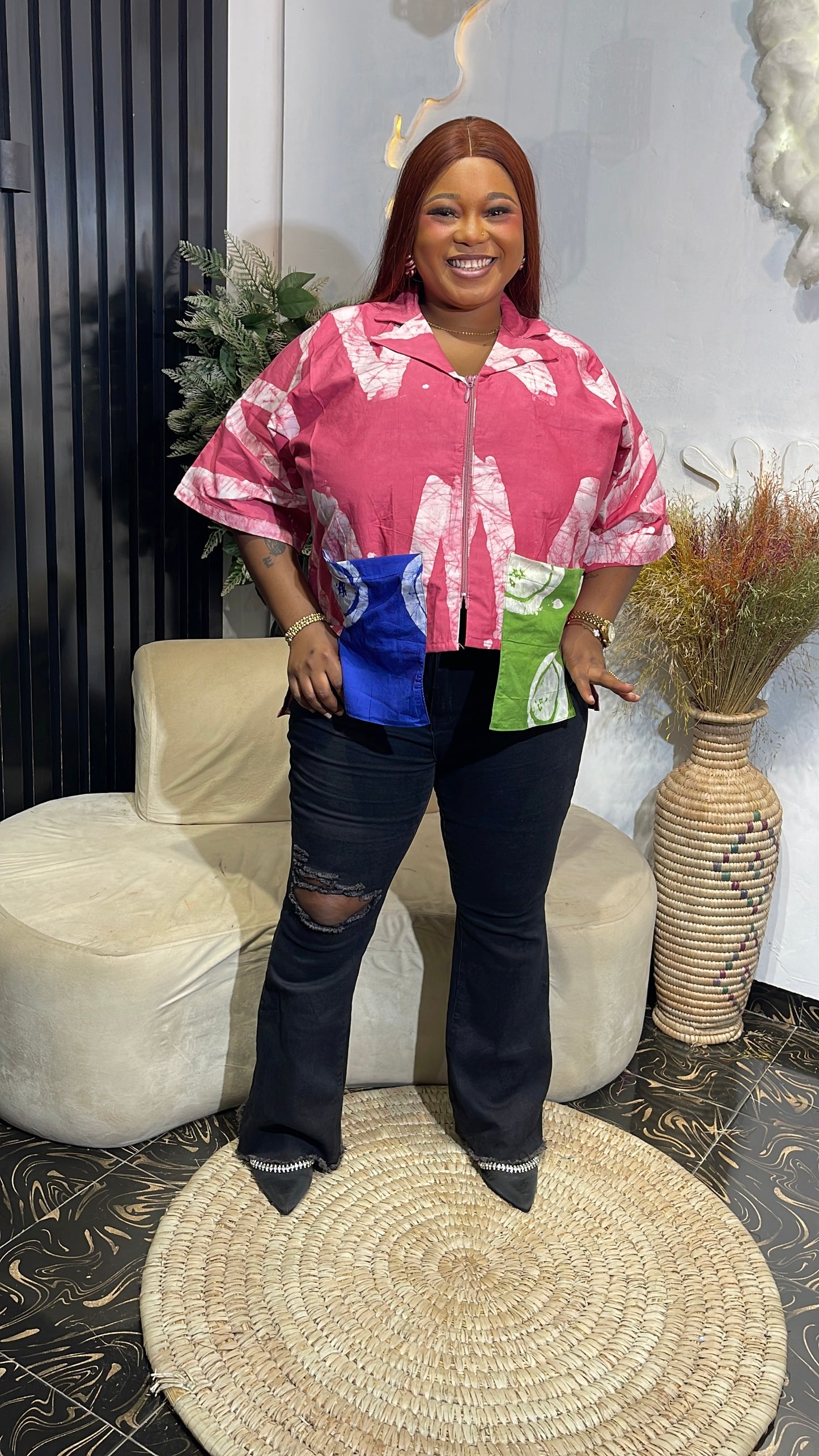 Mercy Stylish African shirt with pockets/ African women shirt