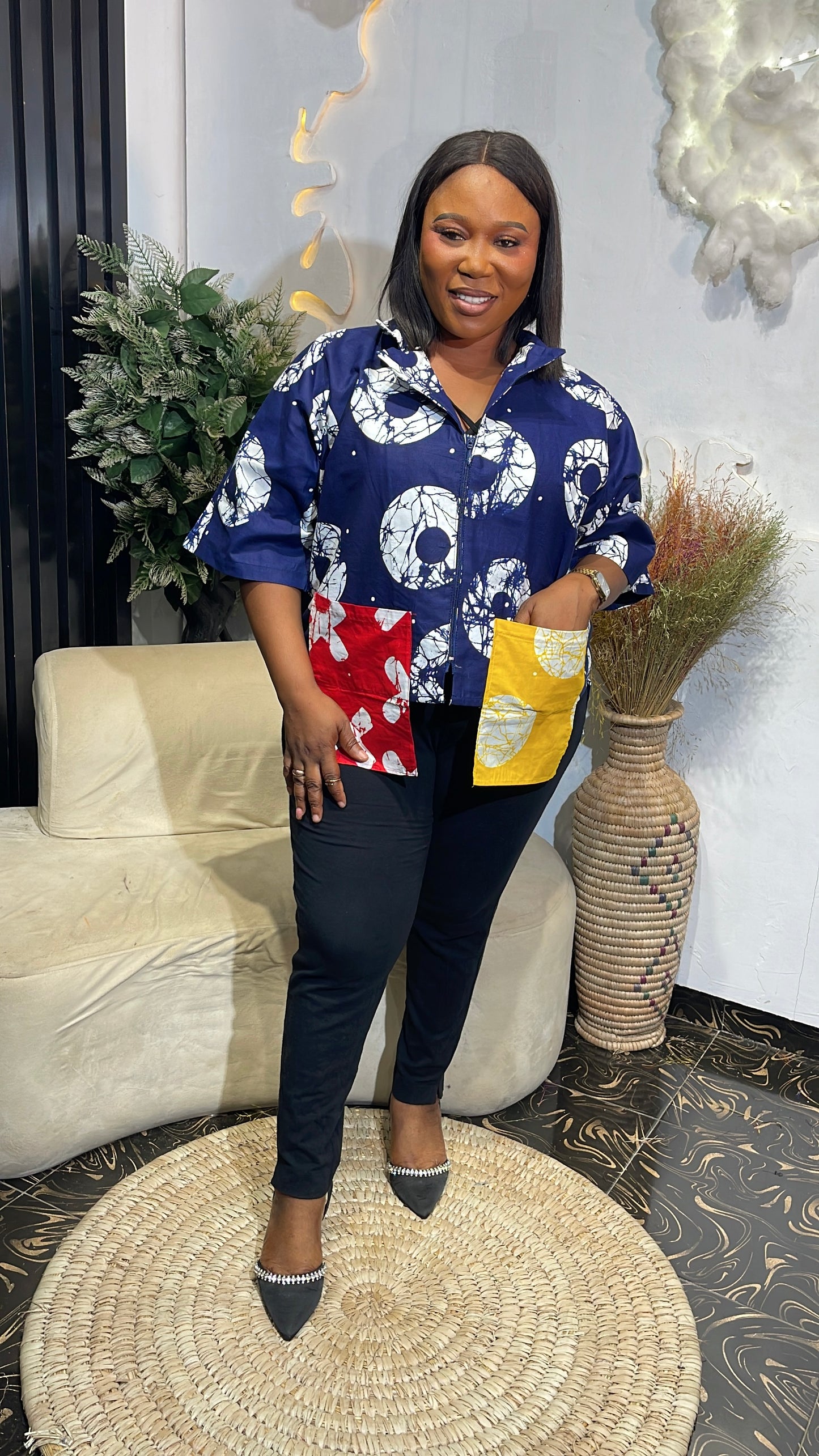 Mercy Stylish African shirt with pockets/ African women shirt