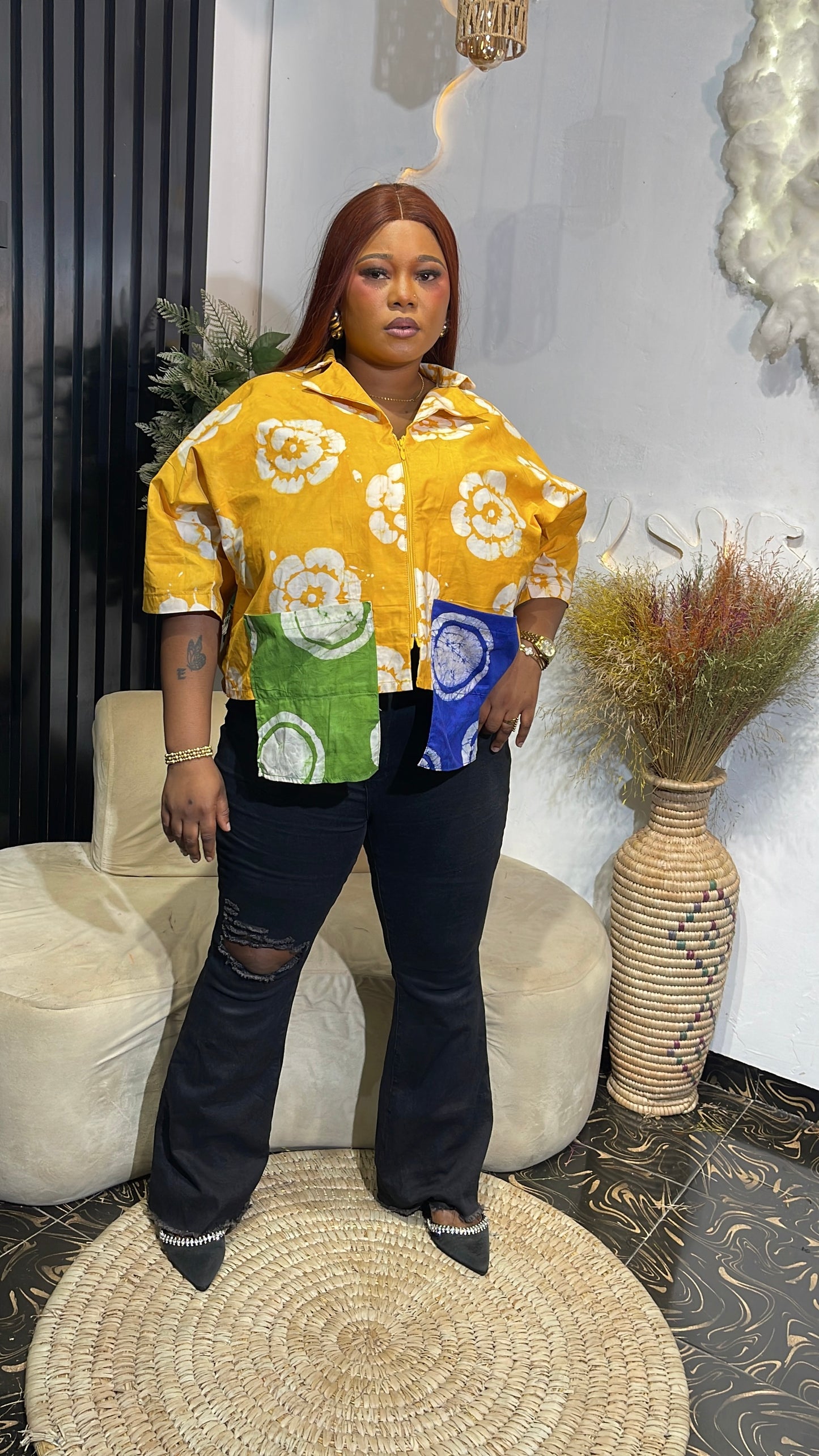 Mercy Stylish African shirt with pockets/ African women shirt