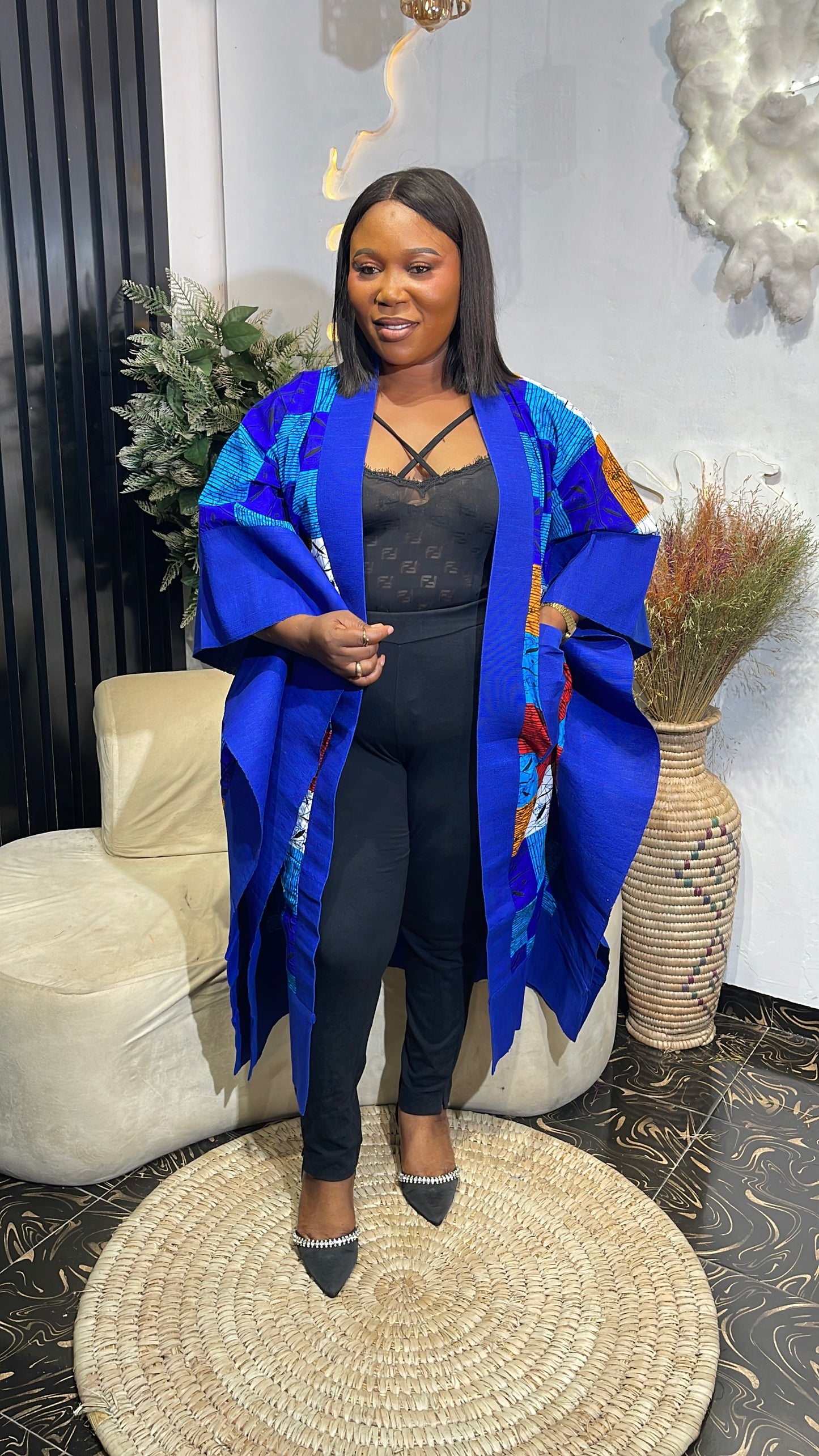 Priscy sophisticated Ankara with aso oke kimono jacket
