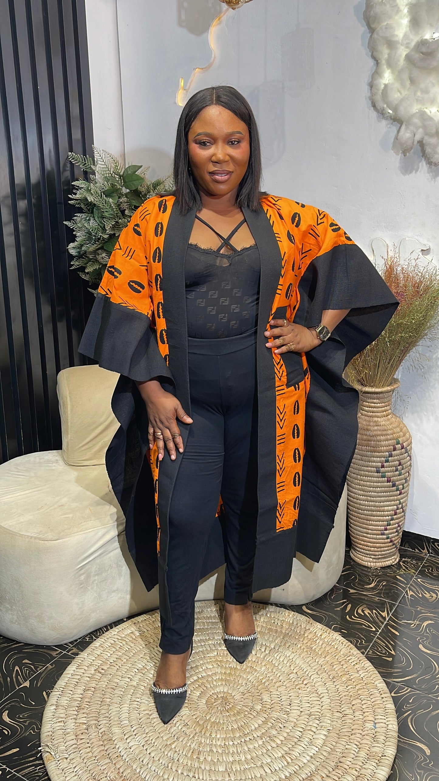 Priscy sophisticated Ankara with aso oke kimono jacket