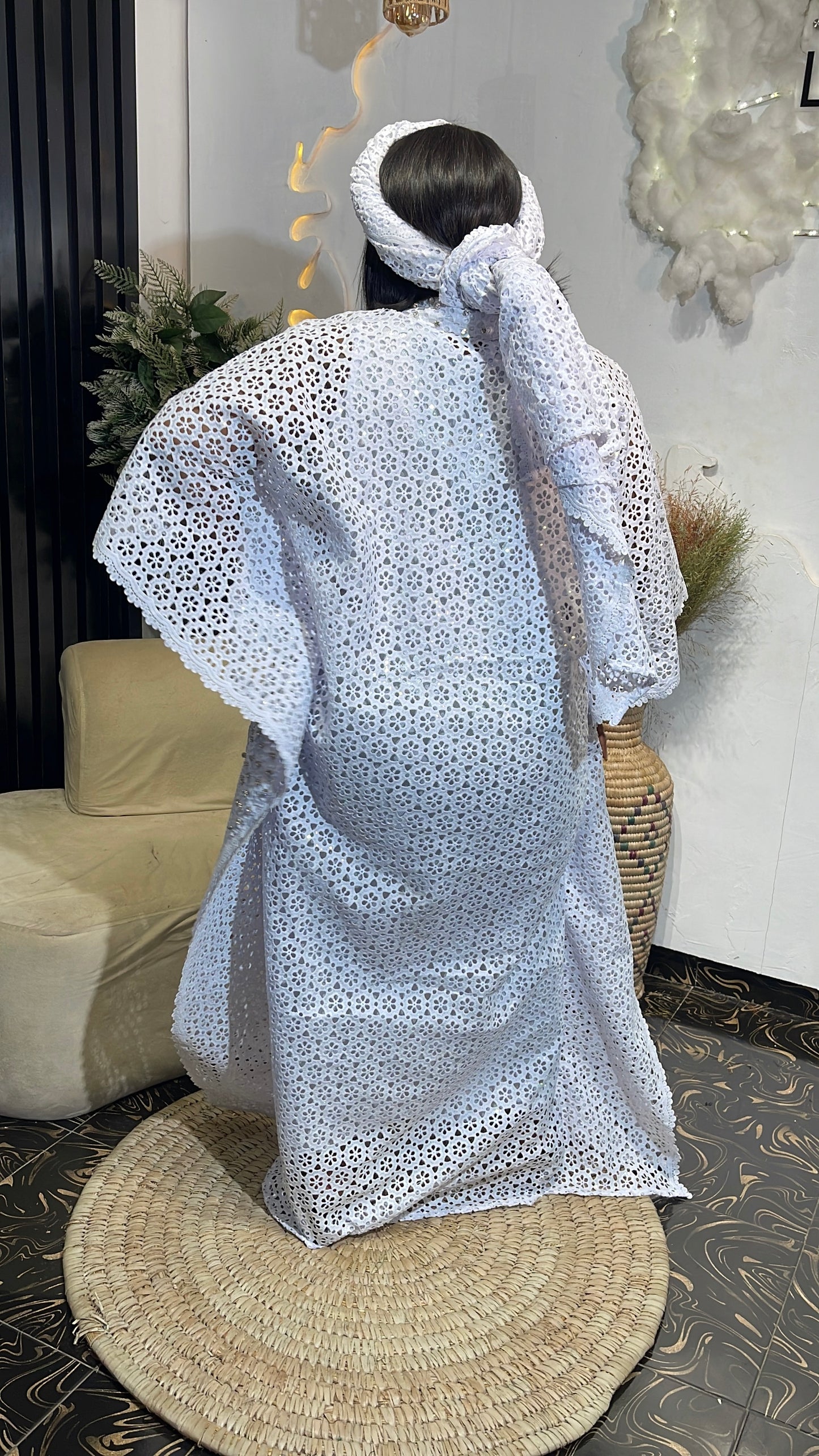 Sarah luxury white bubu lace dress