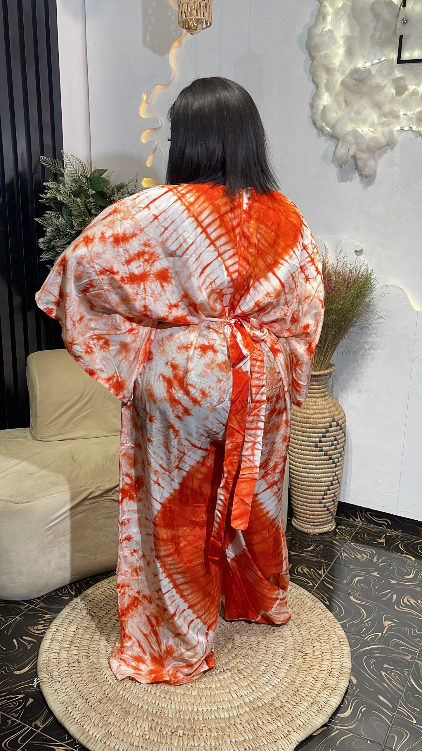 Enny African Tie-dye palazzo jumpsuit with belt