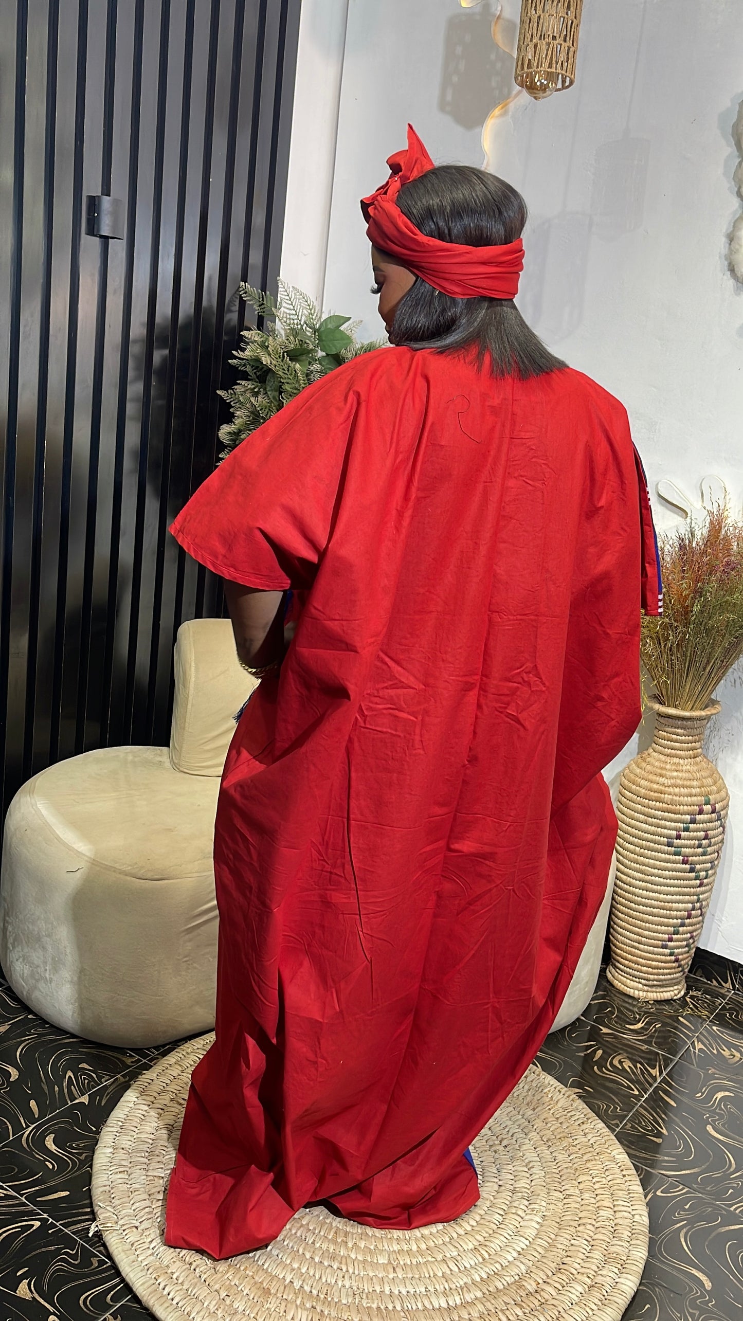 Ifeoma Elegant Aso oke stylish maxi dress with fringe