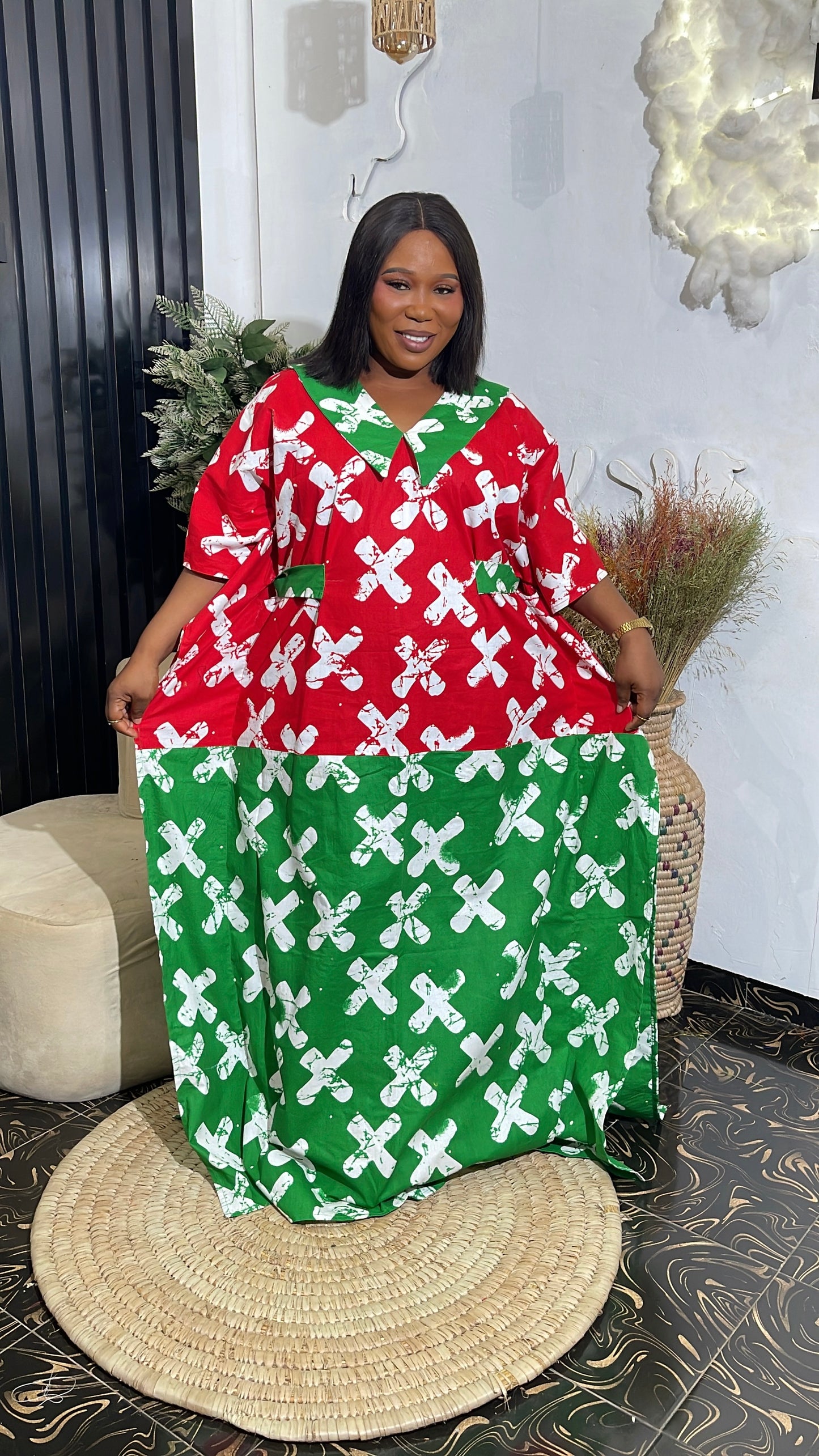 Bolanle Quality Ankara bubu dress with belt