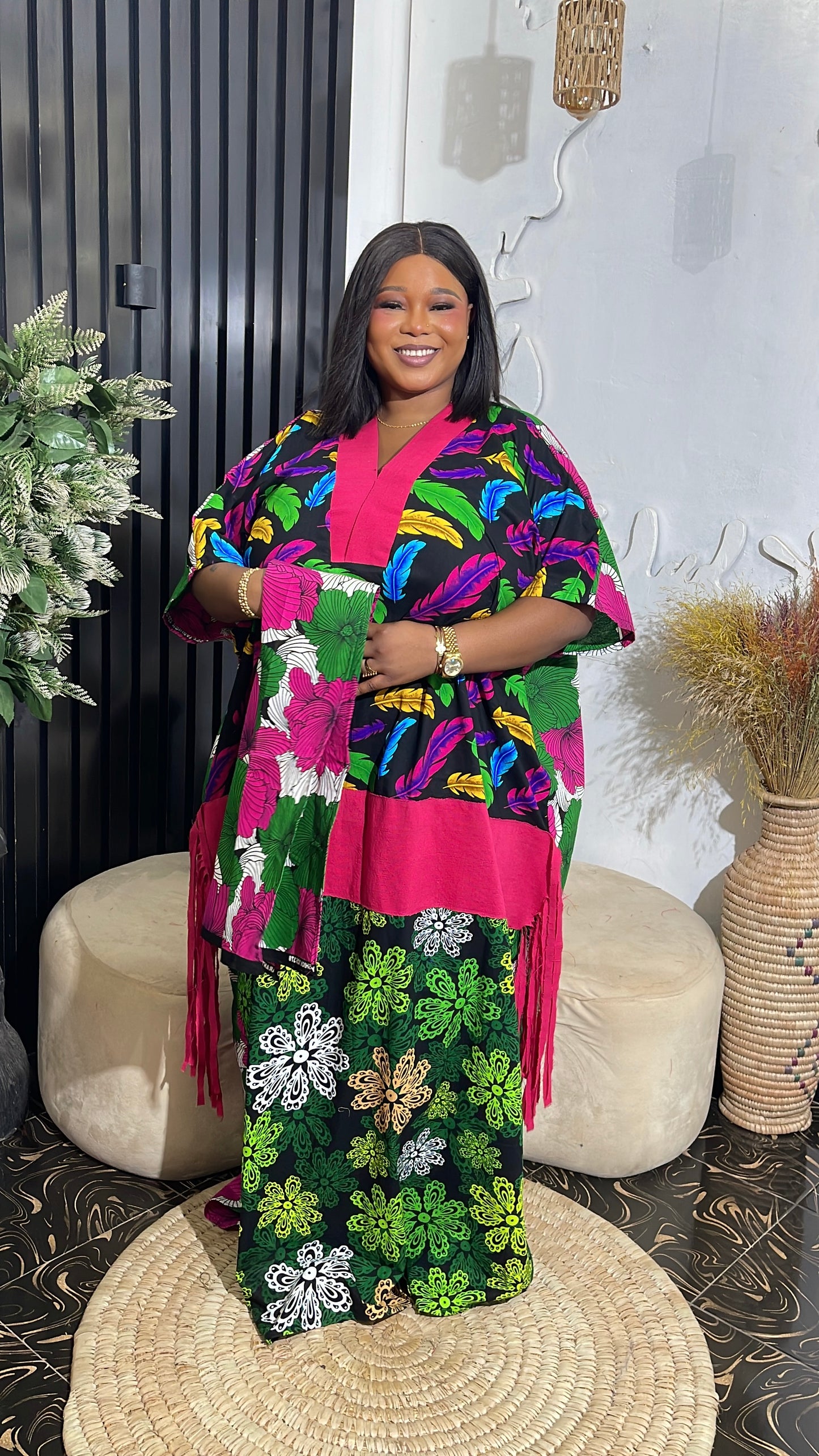 Bunmi stylish Ankara maxi bubu dress with aso oke