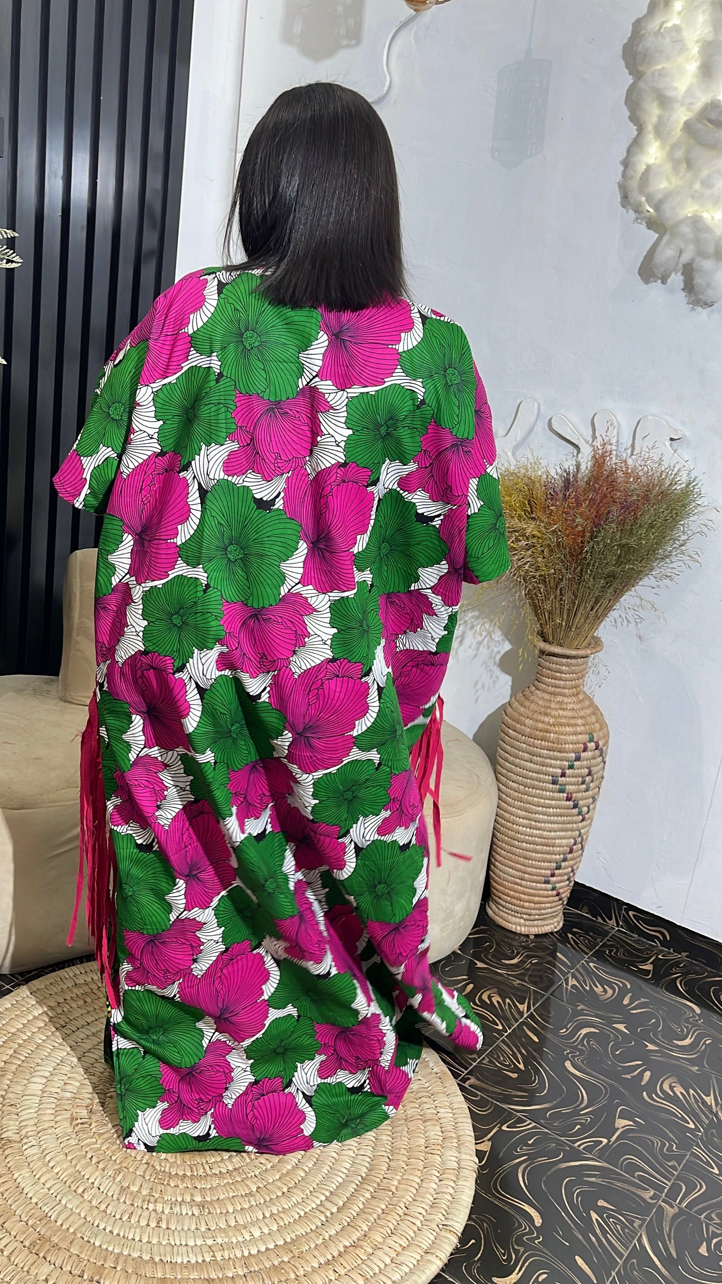 Bunmi stylish Ankara maxi bubu dress with aso oke