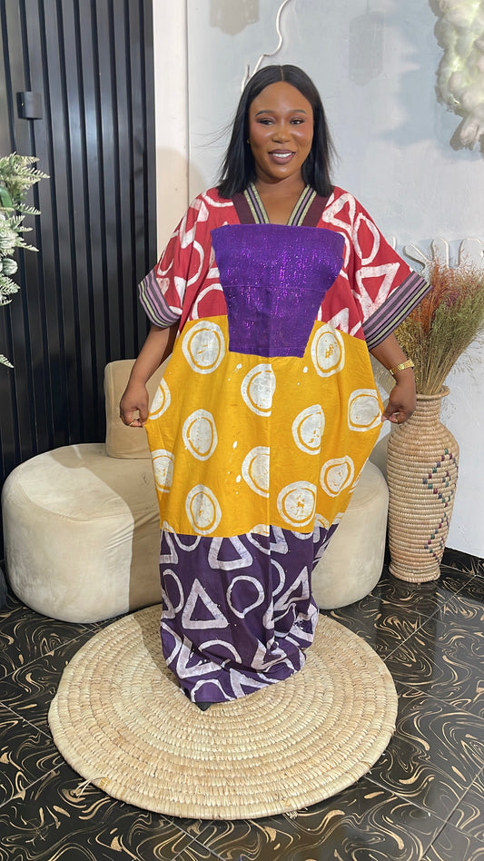 Hadiza Quality Ankara bubu kaftan dress with aso oke