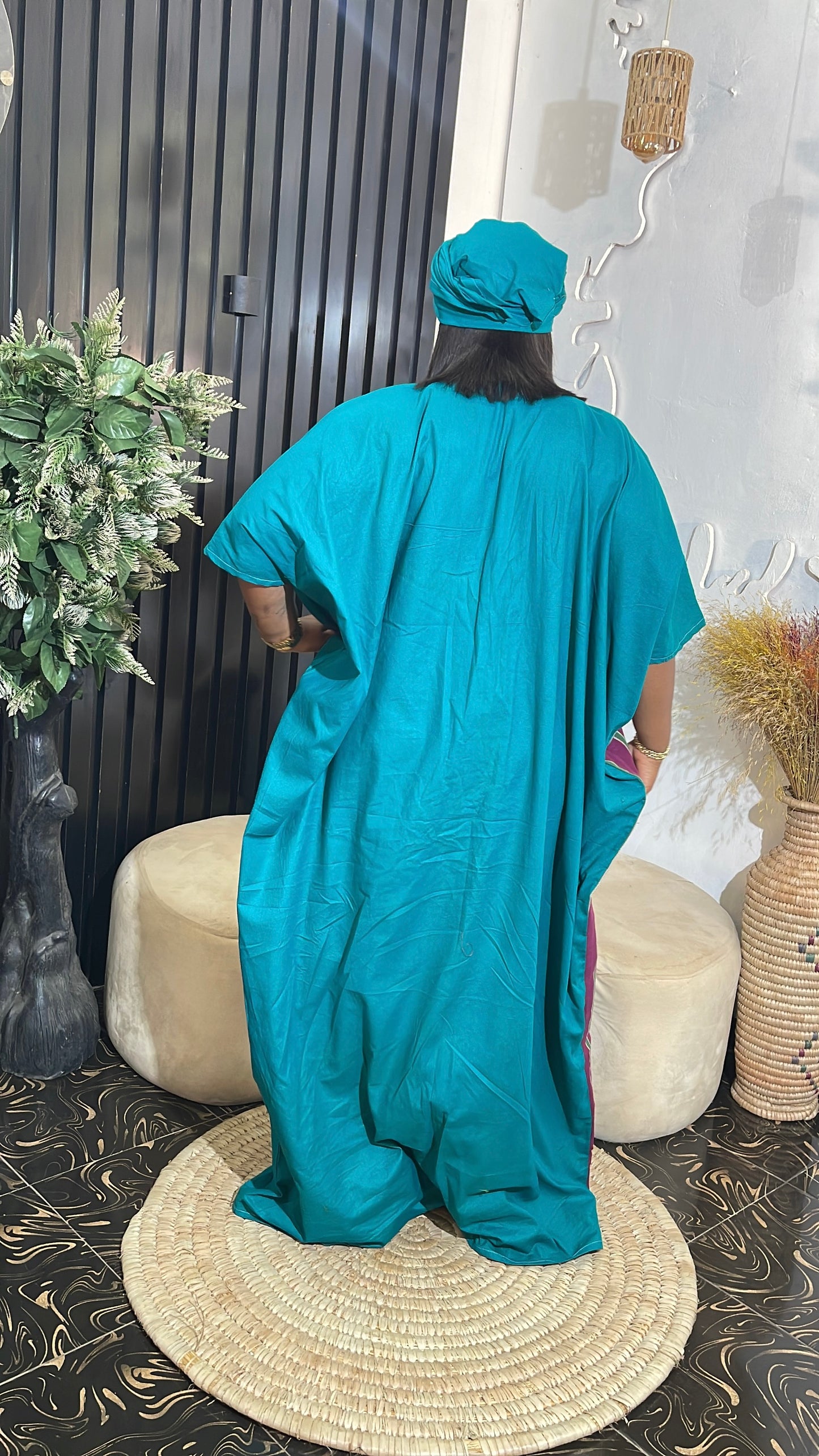 Ifeomaa Elegant Aso oke stylish maxi dress with fringe